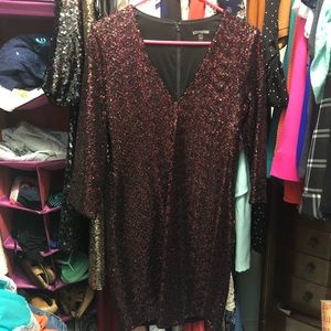 Red & black sequin cocktail dress